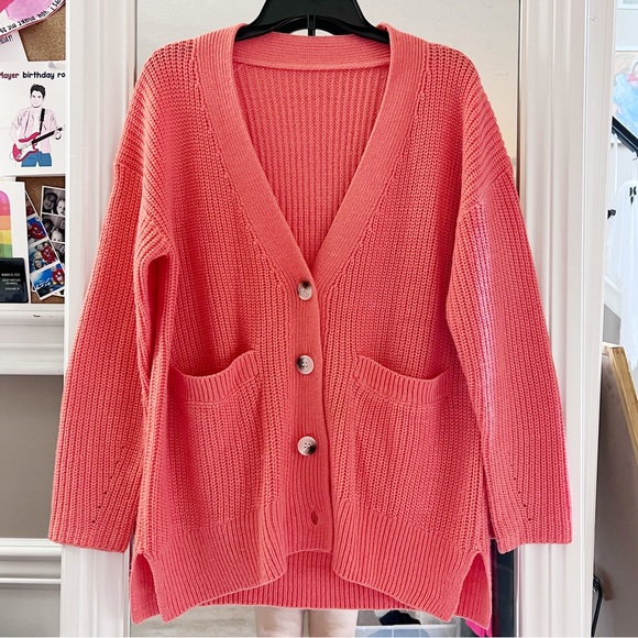 Amazon Sweaters - Relaxed Fit Coral Knit Cardigan